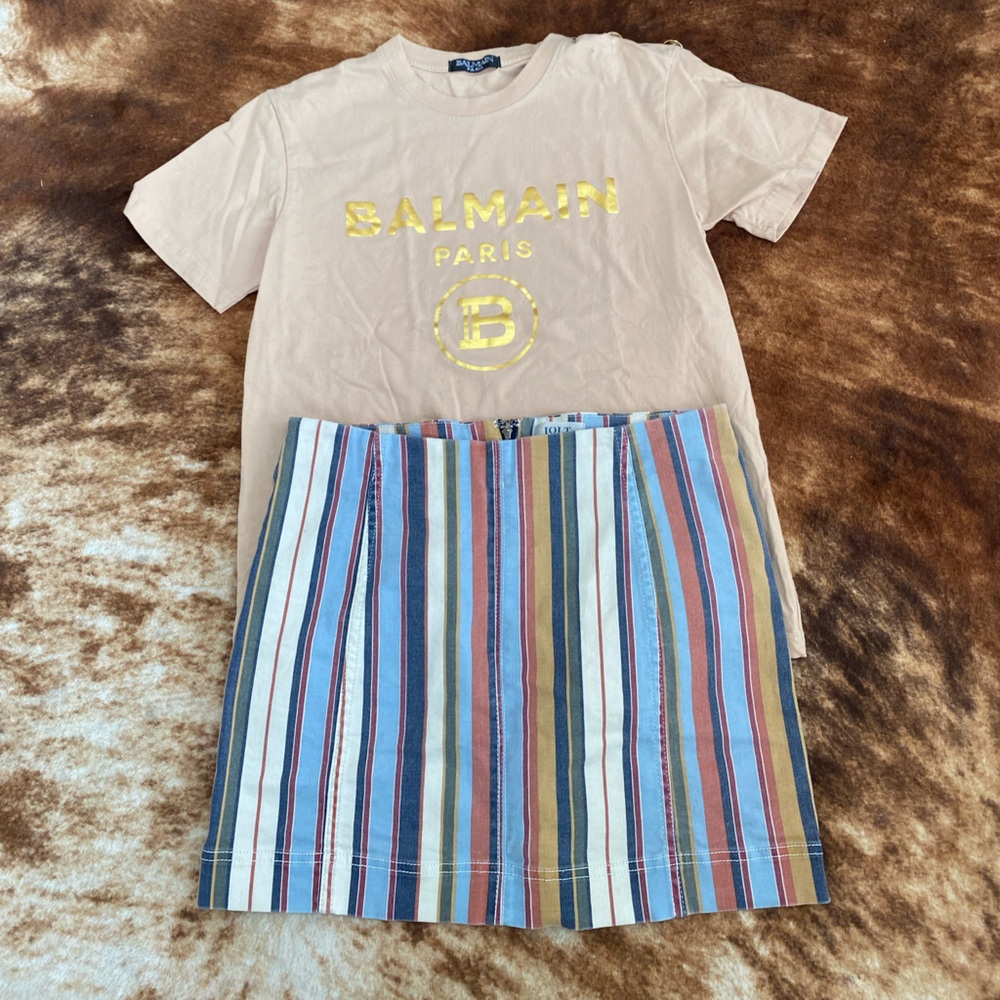 Jolt Striped Stretch Mini Skirt